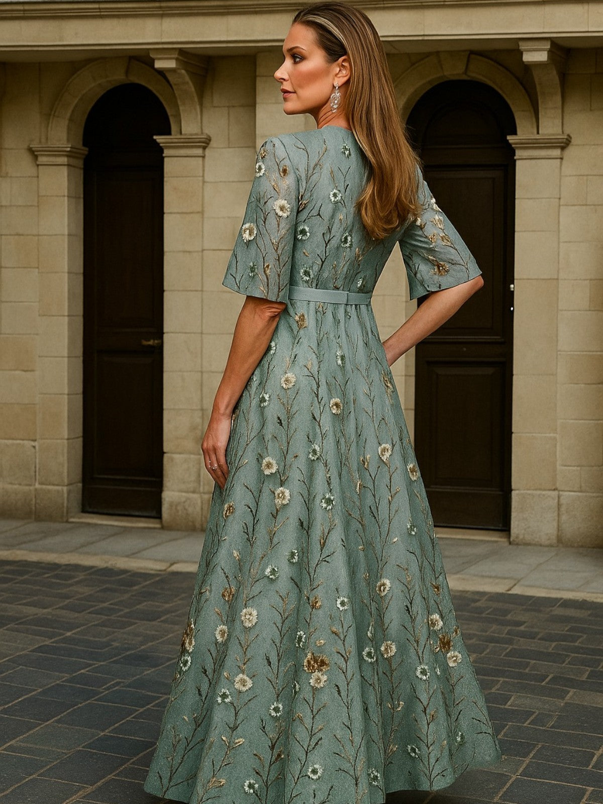 Vestido Largo con Elegancia Botánica