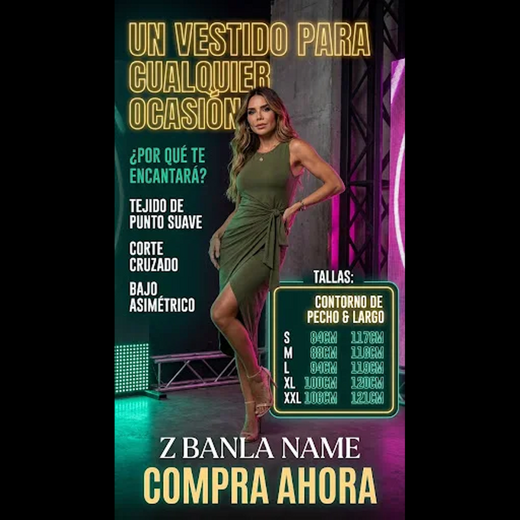 Vestido Midi Cruzado con Lazo Lateral