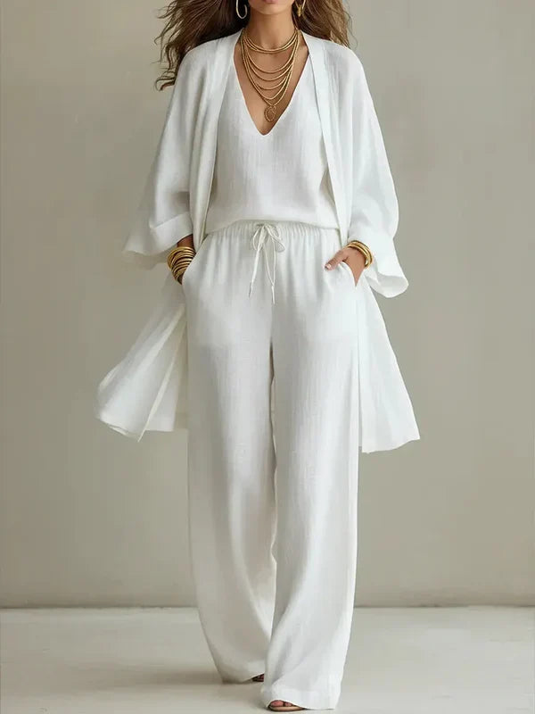 Conjunto de tres piezas de lino