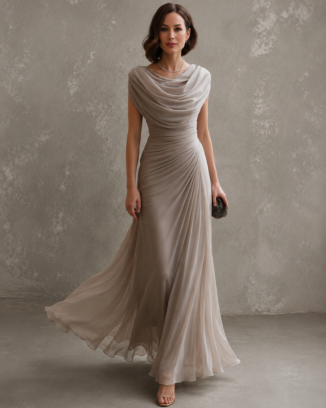 Vestido maxi drapeado