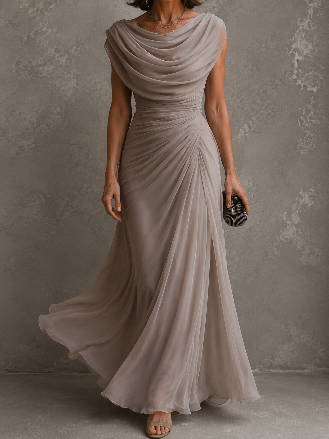 Vestido maxi drapeado