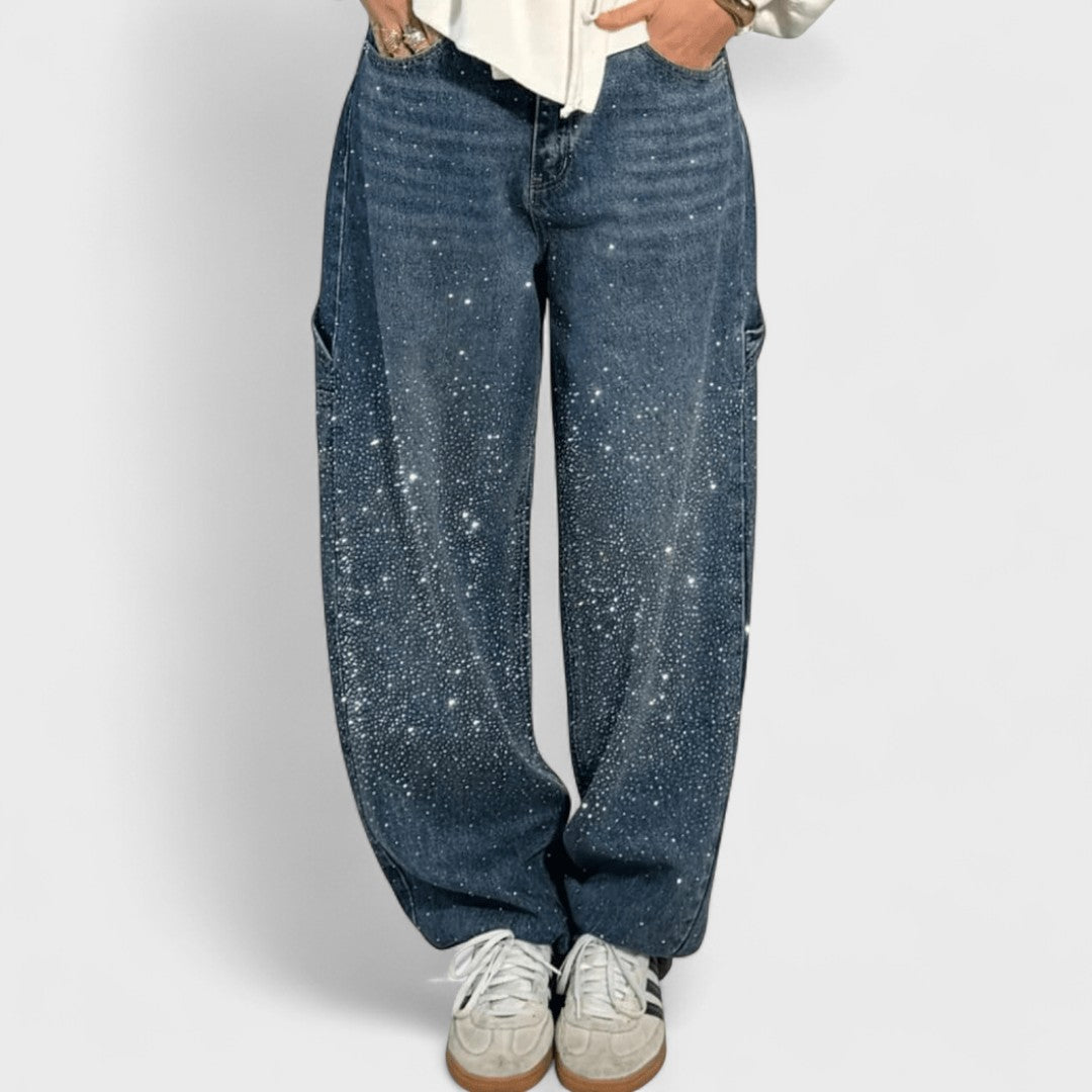 Julia – Jeans carpenter a palloncino alla moda con glitter