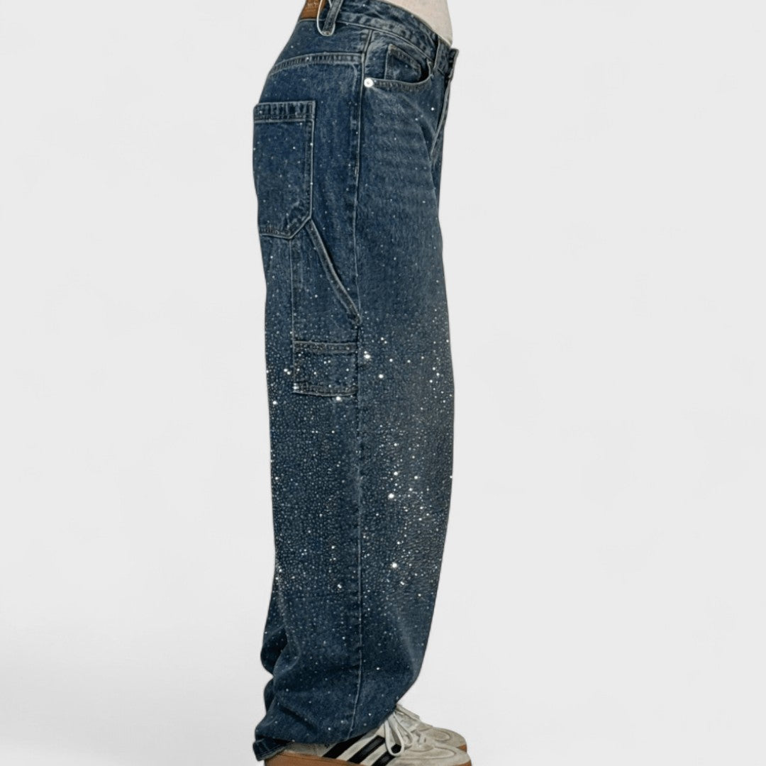 Julia – Jeans carpenter a palloncino alla moda con glitter
