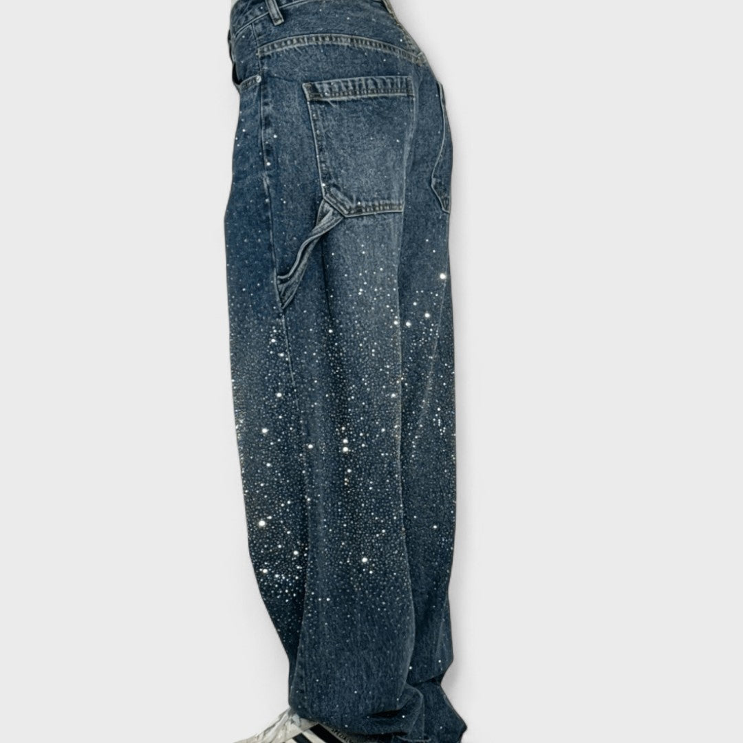 Julia – Jeans carpenter a palloncino alla moda con glitter