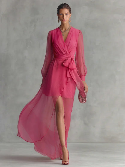Vestido de Gasa Rosa Palo