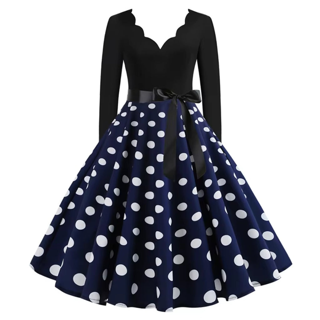Vestido de lunares azul marino