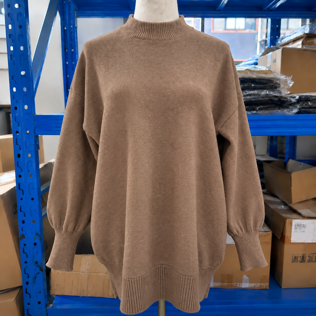 Jersey Oversize de Punto con Cuello Alto