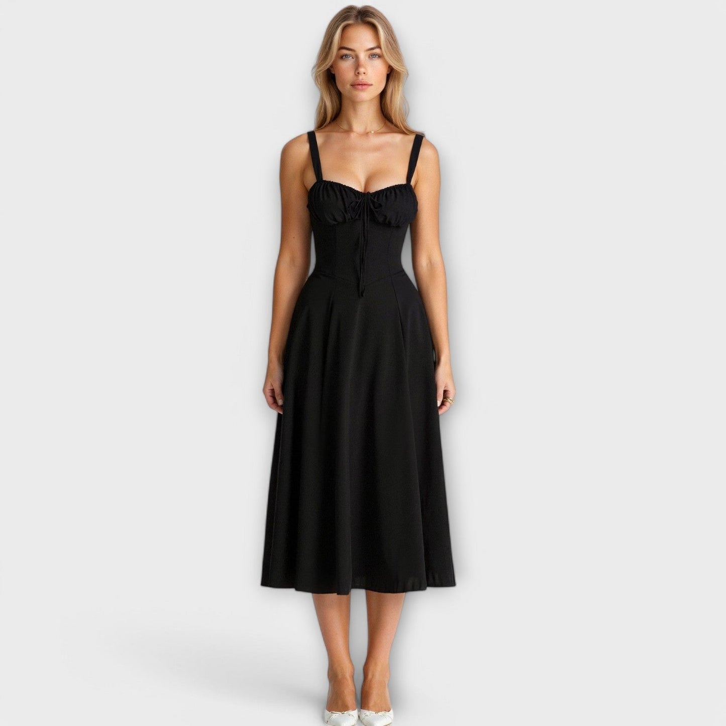 Vestido Midi con Diseño de Corsé
