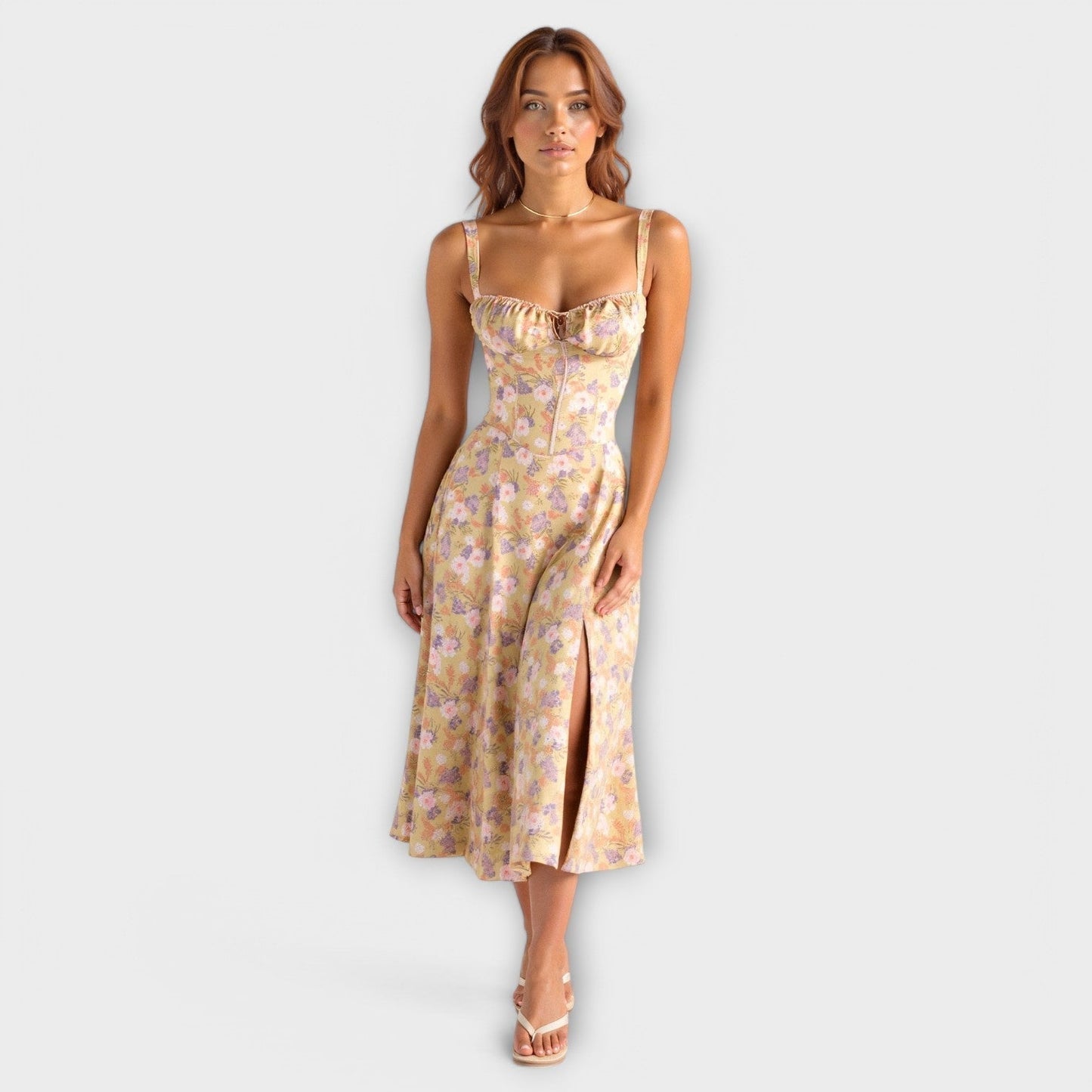 Vestido Midi con Diseño de Corsé