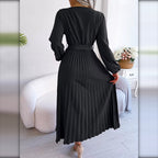 Vestido largo plisado negro espalda