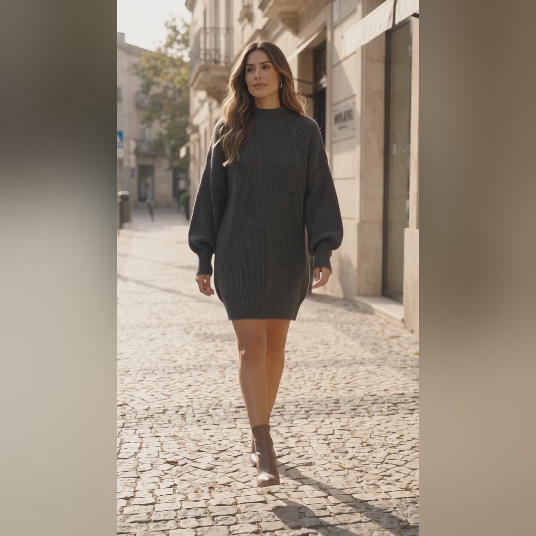 Jersey Oversize de Punto con Cuello Alto