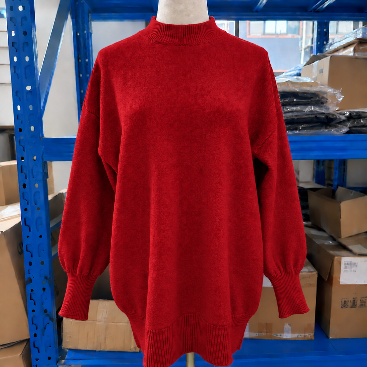 Jersey Oversize de Punto con Cuello Alto