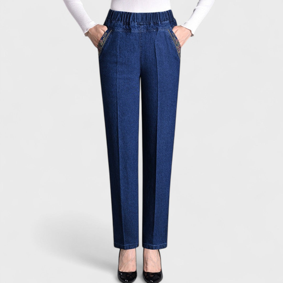 Elisa – Jeans da donna con tasche laterali e vita elastica
