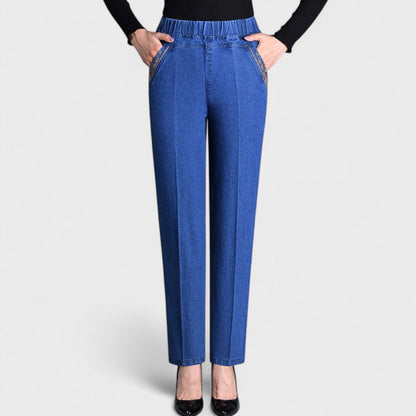 Elisa – Jeans da donna con tasche laterali e vita elastica