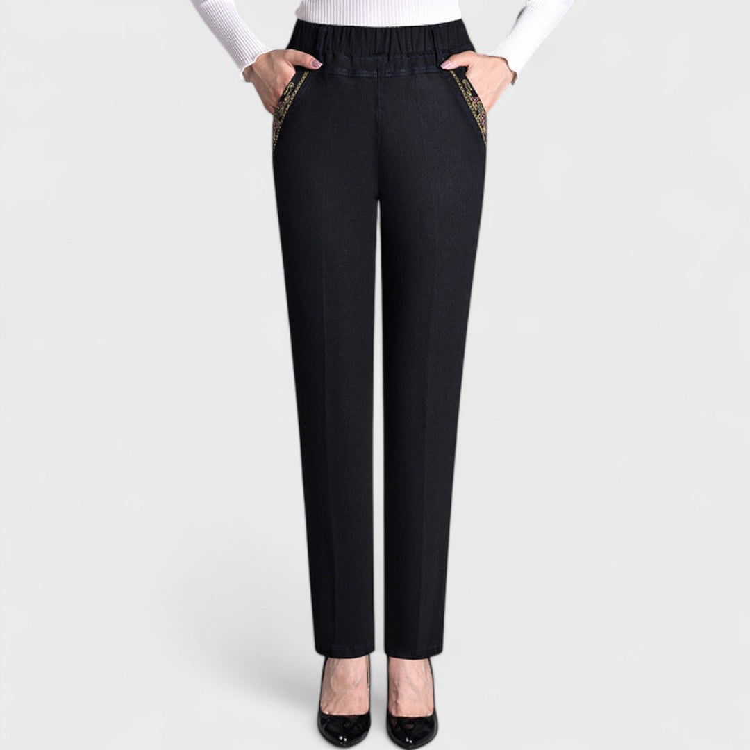 Elisa – Jeans da donna con tasche laterali e vita elastica