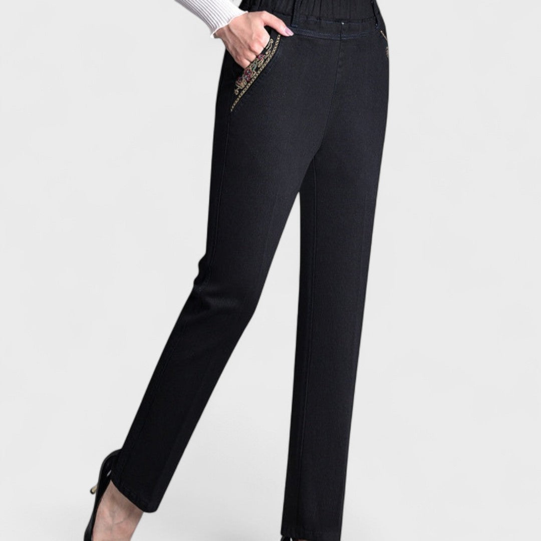 Elisa – Jeans da donna con tasche laterali e vita elastica