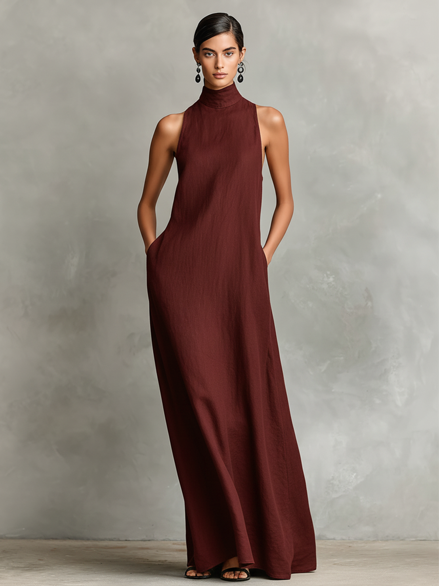 Vestido largo minimalista sin mangas