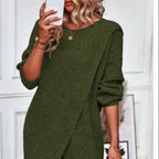 Vestido jersey de punto cruzado verde