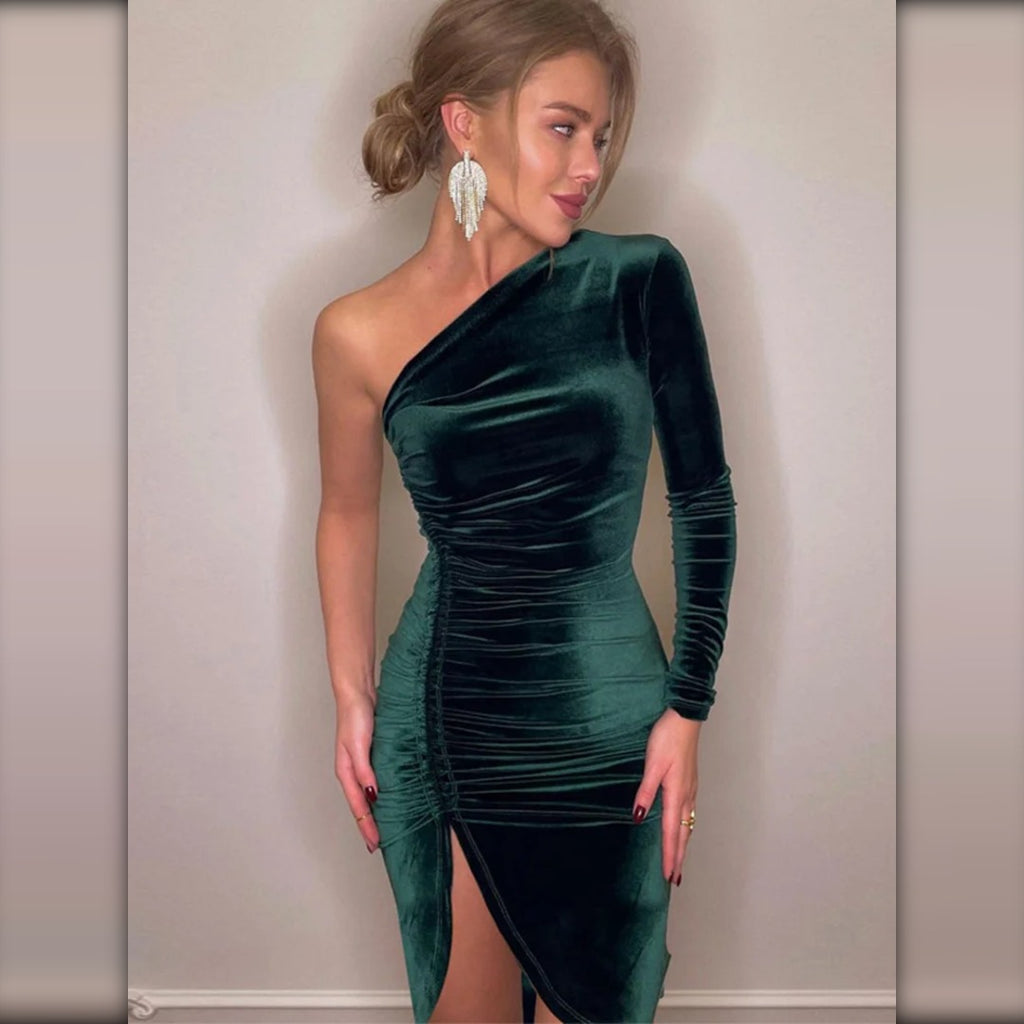 Vestido de terciopelo verde