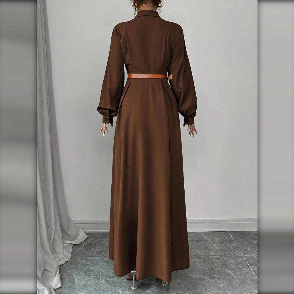 Vestido Camisero Largo Plisado