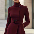 Vestido Abrigo con Cuello Alto y Botones
