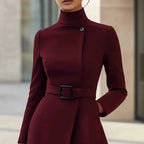 Vestido Abrigo con Cuello Alto y Botones