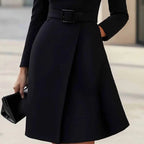 Vestido Abrigo con Cuello Alto y Botones