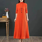 Vestido de Punto Largo con Cuello Alto