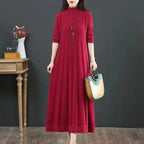Vestido de Punto Largo con Cuello Alto