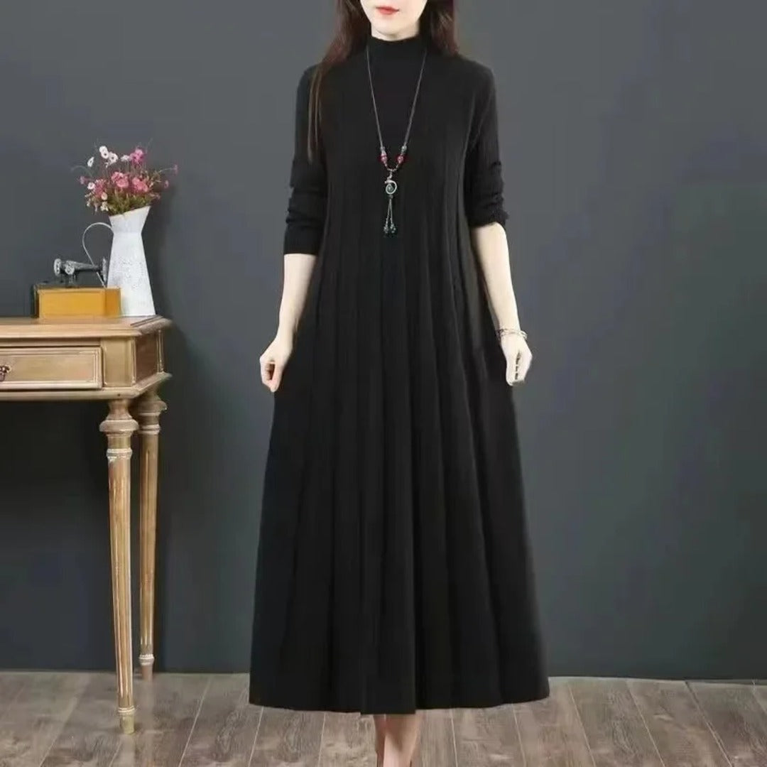 Vestido de Punto Largo con Cuello Alto
