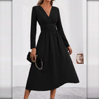 Vestido de Punto Cruzado con Cuello Pico