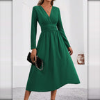 Vestido de Punto Cruzado con Cuello Pico
