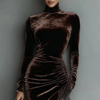 Vestido Largo de Terciopelo con Encaje
