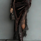Vestido Largo de Terciopelo con Encaje