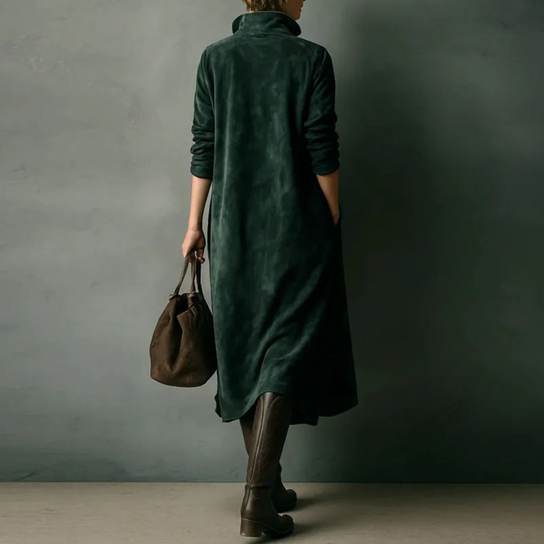 Vestido Camisero de Ante Verde