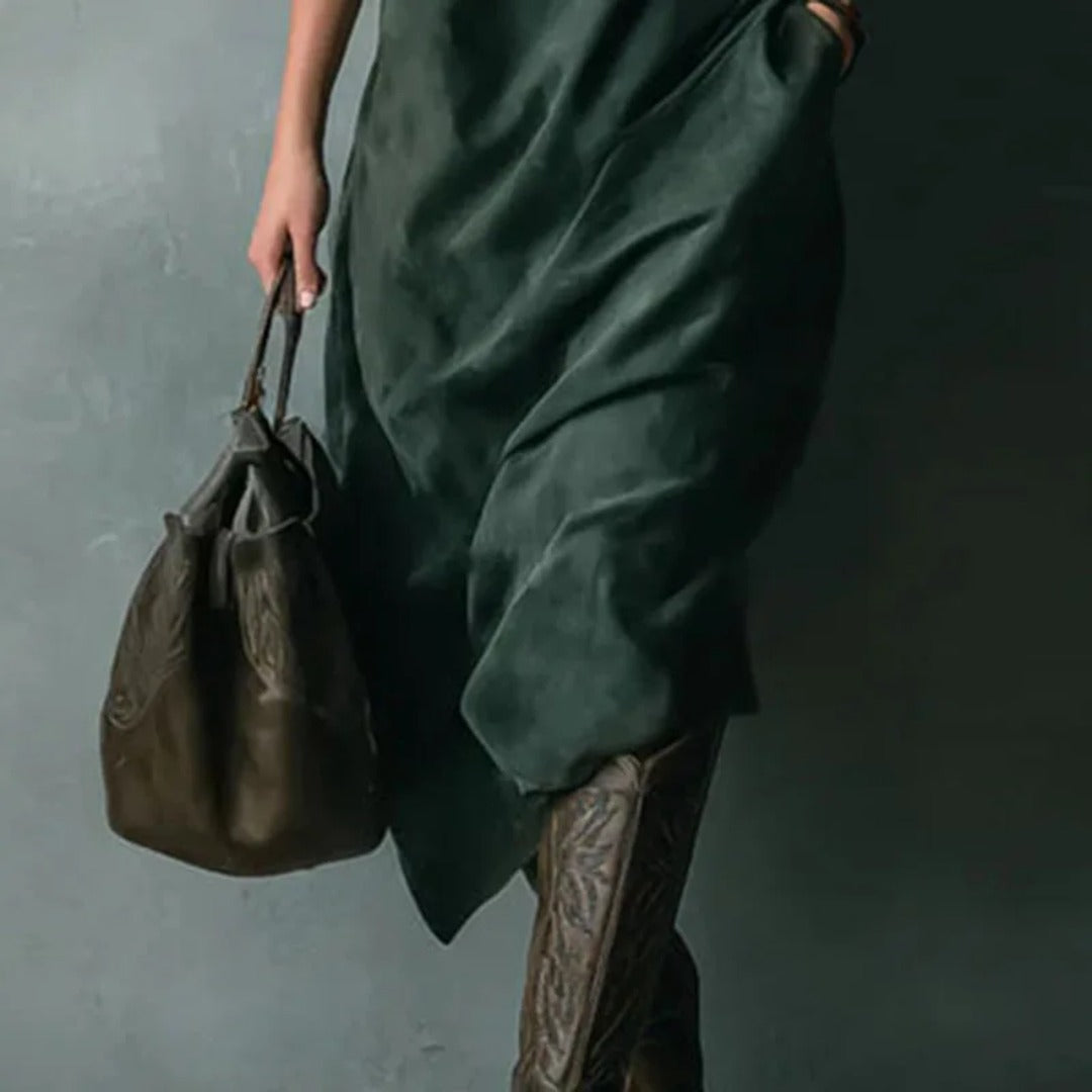 Vestido Camisero de Ante Verde