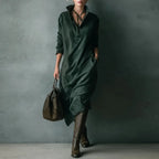 Vestido Camisero de Ante Verde