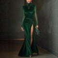 Vestido Largo Satinado con Abertura