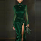 Vestido Largo Satinado con Abertura