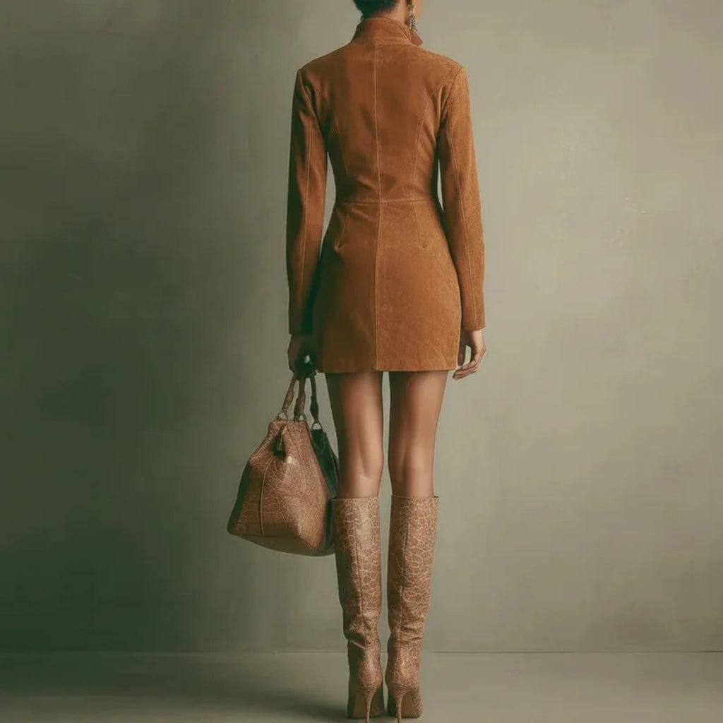 Vestido Camisero de Ante Camel