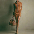 Vestido Camisero de Ante Camel