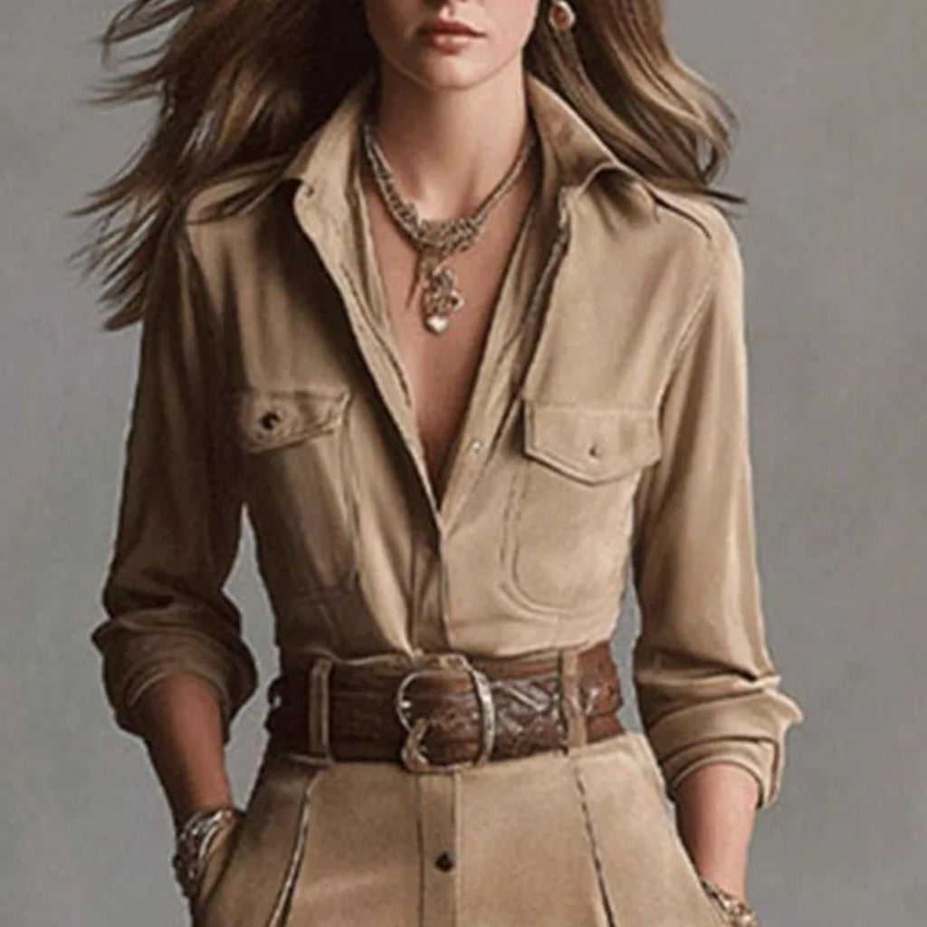 Vestido Camisero de Ante con Abertura