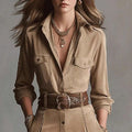 Vestido Camisero de Ante con Abertura