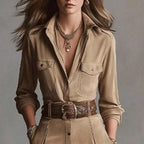 Vestido Camisero de Ante con Abertura