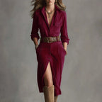 Vestido Camisero de Ante con Abertura