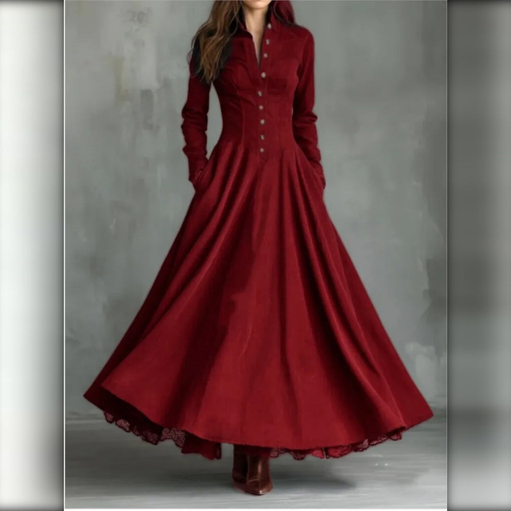 Vestido de Ante con Vuelo y Botones