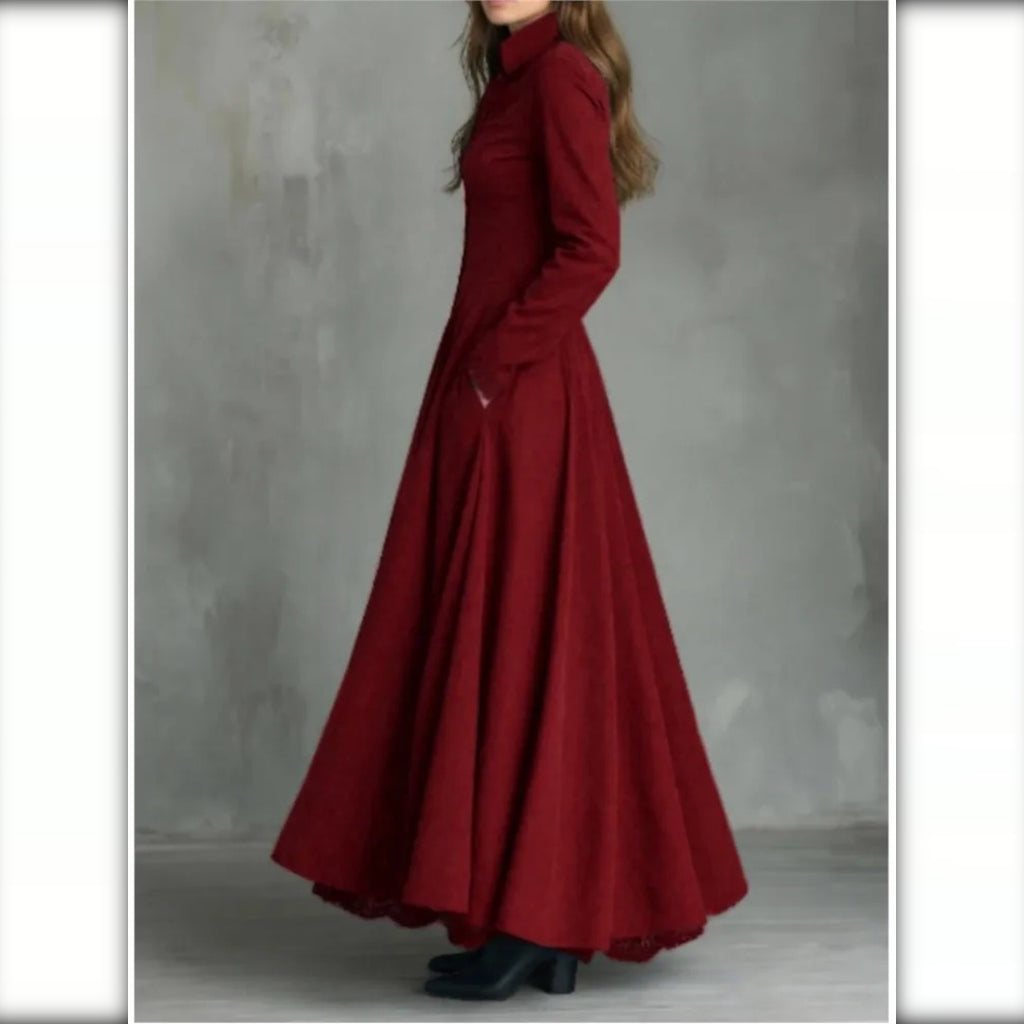 Vestido de Ante con Vuelo y Botones
