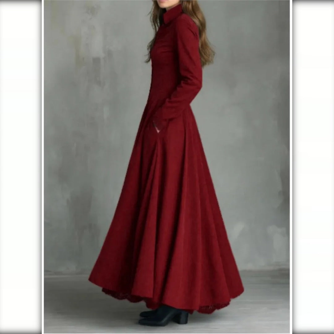 Vestido de Ante con Vuelo y Botones