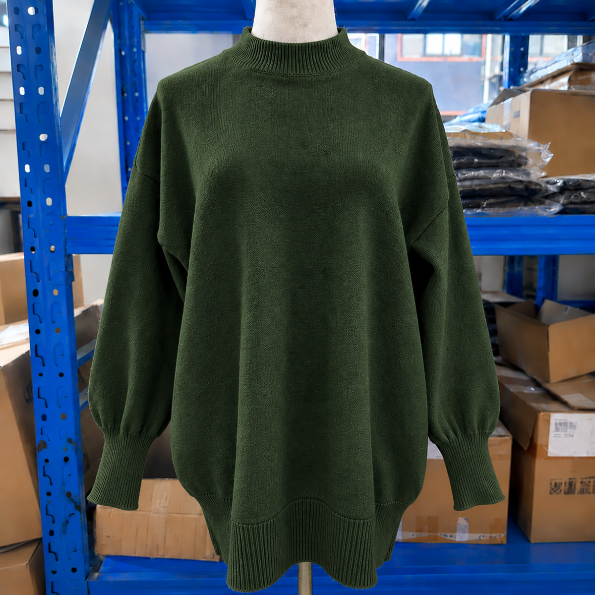 Jersey Oversize de Punto con Cuello Alto