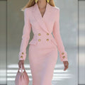 Vestido Midi Blazer de Doble Botonadura rosa